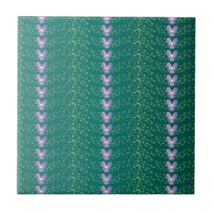 Vintage Teal Floral Violets wallpaper pattern Tile