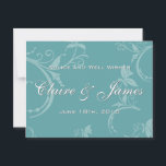 Vintage Teal Floral Wedding Advice Card<br><div class="desc">This advice and well wishes card has a double-sided vintage teal floral background. The front contains customisable bride and groom names and text and the back is lined for handwriting. 




Vintage Teal Floral Cake Pick 


Vintage Teal Floral Bridal Shower Banner</div>