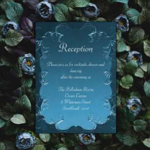 Vintage Teal Flourishes Elegant Wedding Reception  Enclosure Card