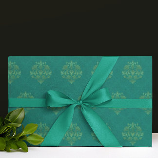 Vintage Teal Gold Damask All Occasion  Wrapping Paper