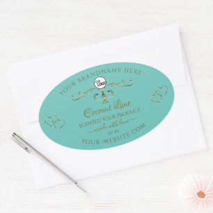 Vintage Teal Gold Ornamental Product Labels Logo