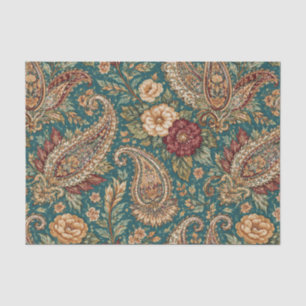 Vintage Teal Heirloom Paisley Garden Tissue Paper