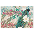 Vintage Teal Peacock and Pink Floral Decoupage