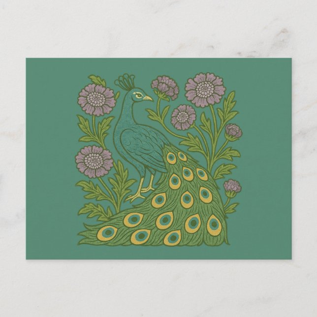 Vintage Teal Peacock                               Postcard (Front)