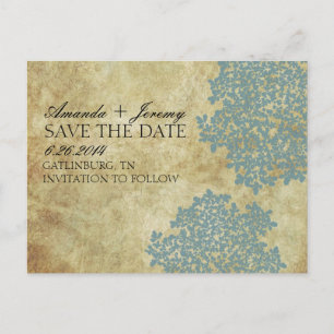 Vintage Teal Queen Anne's Lace Save the Date Announcement Postcard