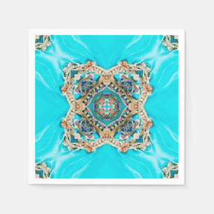 vintage teal turquoise pattern bohemian wedding napkin