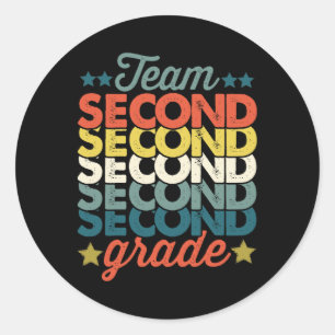 Vintage Team 2nd Second Grade Byck To School Teach Classic Round Sticker