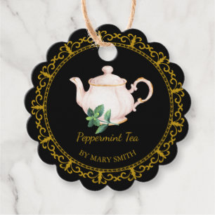 Vintage Teapot Homemade Peppermint Tea Hang Tag