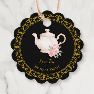 Vintage Teapot Homemade Rose Tea Hang Tag