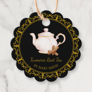 Vintage Teapot Homemade Turmeric Root Tea Hang Tag