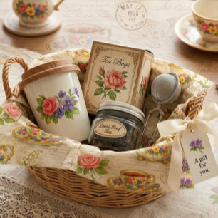 Vintage Teapot Teacup Ephemera  Floral  Tissue Paper