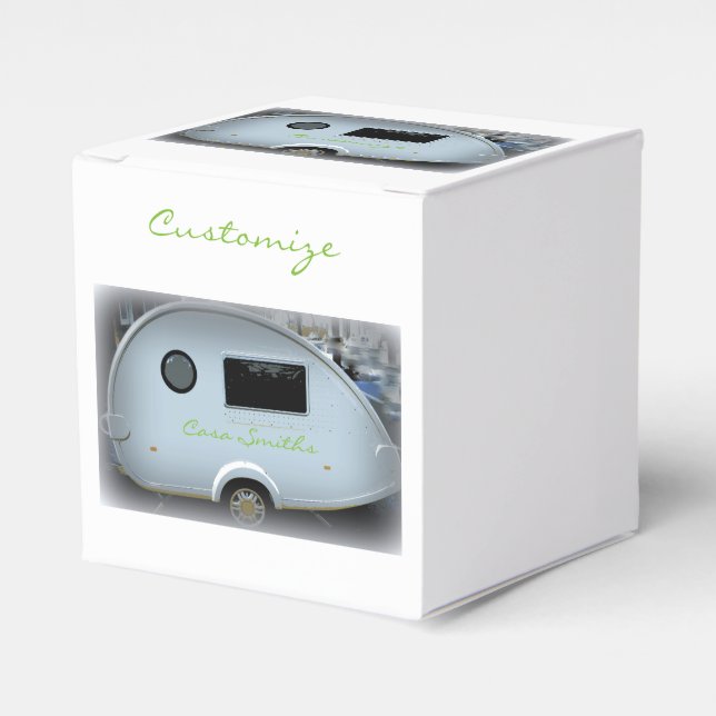 Vintage teardrop trailer caravan Thunder_Cove Favour Box (Front Side)