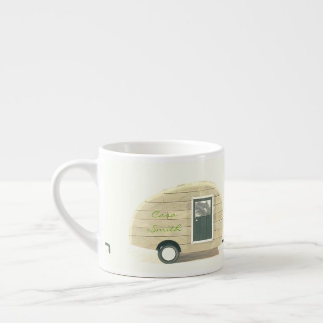 Vintage teardrop trailer gypsy caravan espresso cup (Left)