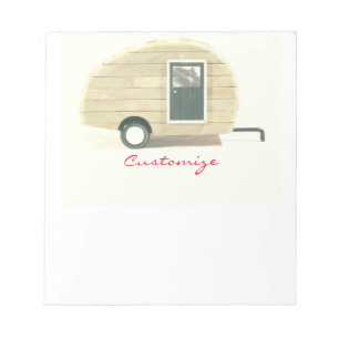 Vintage teardrop trailer  gypsy caravan notepad