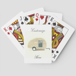 Vintage teardrop trailer gypsy caravan playing cards