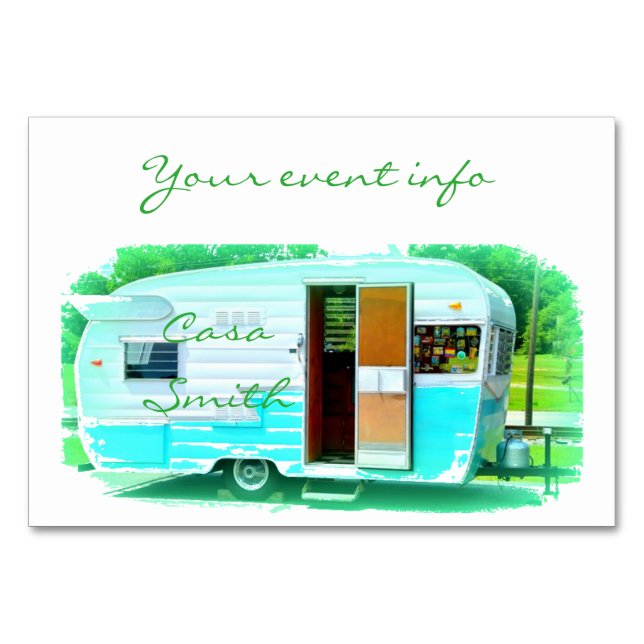 Vintage teardrop trailer  gypsy caravan table number (Front)