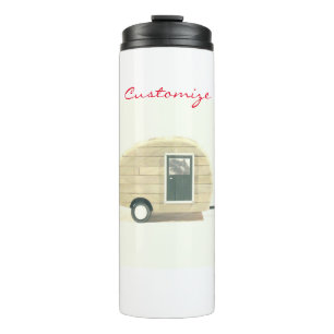 Vintage teardrop trailer  gypsy caravan thermal tumbler