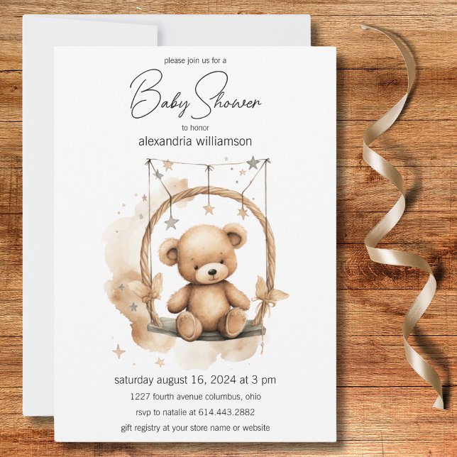 Vintage Teddy Bear Baby Shower Invitation (Creator Uploaded)