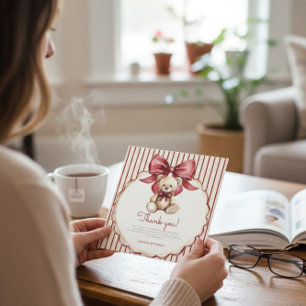 Vintage Teddy Bear Baby Shower Thank You Card