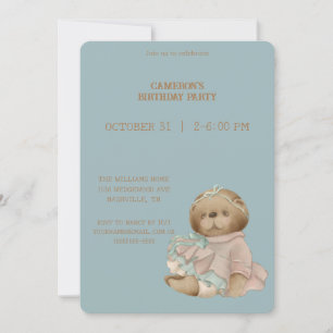 Vintage Teddy Bear Birthday Invitation