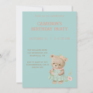 Vintage Teddy Bear Birthday Invitation