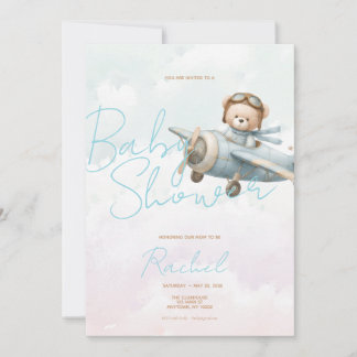 Vintage Teddy Bear Boy Baby Shower Invitation