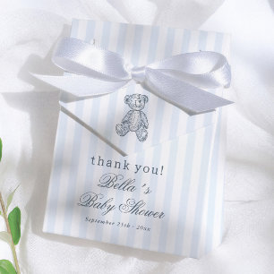 Vintage Teddy Bear Boy Baby Shower Thank You Favour Box