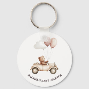 Vintage Teddy Bear Car Baby Shower Keychain