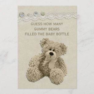 Vintage Teddy Bear Guessing Game Sign Invitation