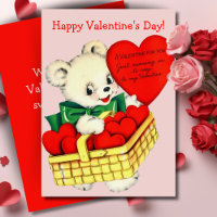 Vintage Teddy Bear Happy Valentine's Day Custom