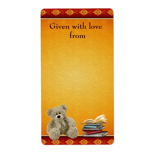 Vintage Teddy Bring a Book Baby Shower Bookplates Shipping Label
