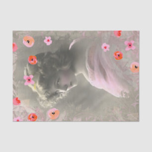 Vintage Teenage Girl Pink Flowers Overlay Tissue Paper
