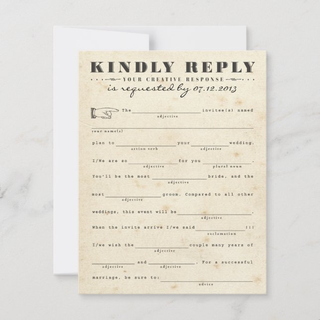 Vintage Telegram Response Card (Front)