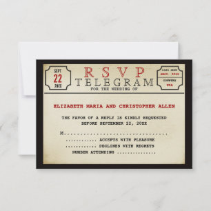 Vintage Telegram Style RSVP Card