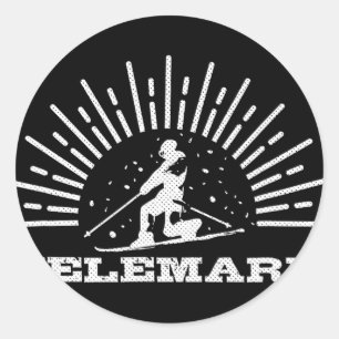 Vintage Telemark Norway Skier Ski Retro Skiing Tel Classic Round Sticker