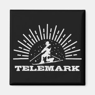 Vintage Telemark Norway Skier Ski Retro Skiing Tel Magnet