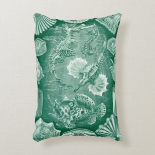 Vintage Teleostei Shells and Fish by Ernst Haeckel Decorative Cushion