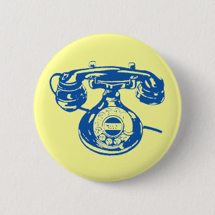 Vintage Telephone 6 Cm Round Badge