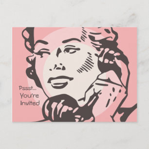 Vintage Telephone Chat Postcard Invitation
