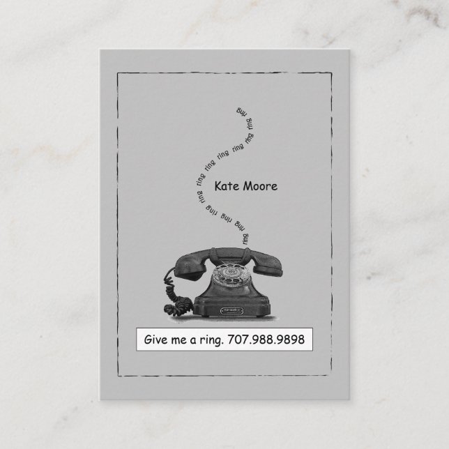 Vintage Telephone Grey Calling Card (Front)