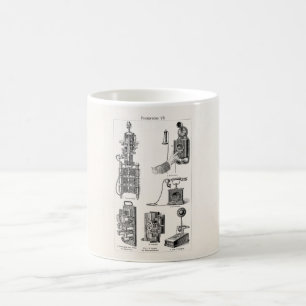 Vintage Telephones Illustration Phone Retro Phones Coffee Mug