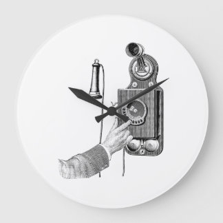 Vintage Telephones Illustration Phone Retro Phones Large Clock