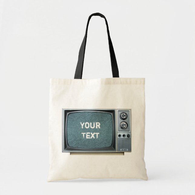 Vintage Television Set with Static Screen Tote Bag (Front)