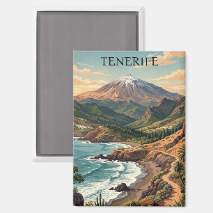 Vintage Tenerife Canary Island Mount Teide & Beach Magnet