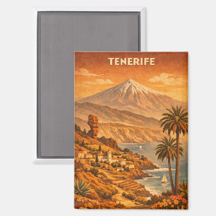 Vintage Tenerife Canary Island Mount Teide Travel Magnet