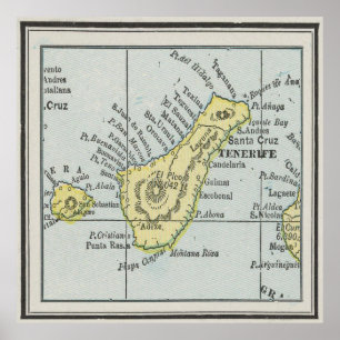 Vintage Tenerife Island Map (1901) Poster