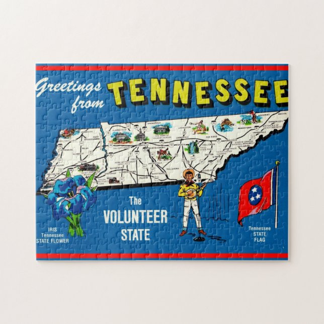 Vintage Tennessee 11x14 Map Jigsaw Puzzle (Horizontal)