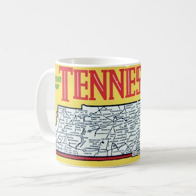 Vintage Tennessee Map Coffee Mug (Front Left)