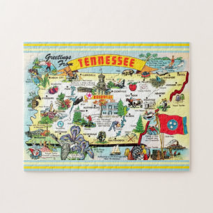 Vintage Tennessee Map Postcard Jigsaw Puzzle