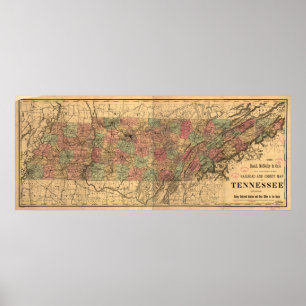 Vintage Tennessee Railroad Map (1888) Poster